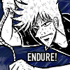 akagi holding onto a rope with the text "Endure!"