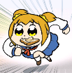 popuko running with toast in her mouth